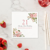 Rosa Rose Gold Blume 21. Geburtstag Party Napkins Serviette (Beispiel)