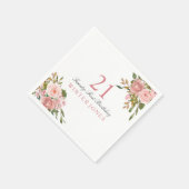 Rosa Rose Gold Blume 21. Geburtstag Party Napkins Serviette (Ecke)