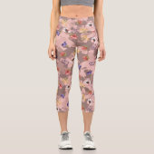 Rosa Rose Gold Blume Army Camouflage Camouflage Capri Leggings (Vorderseite)