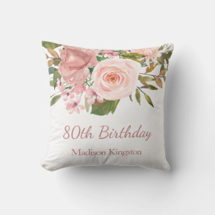 Rosa Rose Gold Blume Frauen 80. Geburtstagsgeschen Kissen