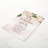 Rosa Rose Gold Blume Tiara Quinceanera Folieneinladung (Gedreht)