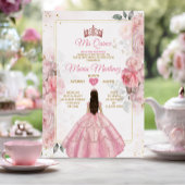 Rosa Rose Gold Blumenprinzessin Mis Quince Einladung