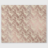 Rosa Rose Gold Blumenpulver Elfenbeinlinen Geschenkpapier (Flach)