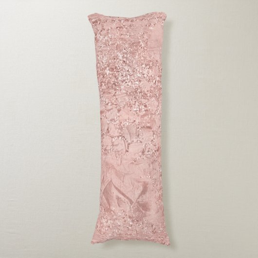 Rosa Rose Gold Blush Glitzer Glam Glass Metallic Seitenschläferkissen (Vorderseite Vertikal)