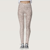 Rosa Rose Gold Blush Glitzer Ivory Titanium Glam Leggings (Vorderseite)