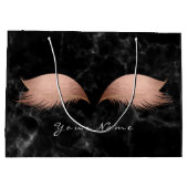 Rosa Rose Gold Blush Marmor Lashes Schwarz Große Geschenktüte (Rückseite)