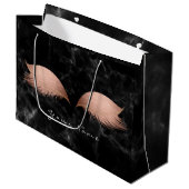 Rosa Rose Gold Blush Marmor Lashes Schwarz Große Geschenktüte (Vorderseite Schrägansicht)