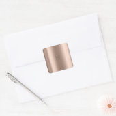 Rosa Rose Gold Blush Metal Name Minimal Monogramm Quadratischer Aufkleber (Umschlag)