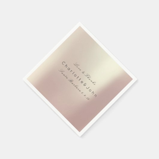 Rosa Rose Gold Blush Metallic Minimal Party Event Serviette (Ecke)
