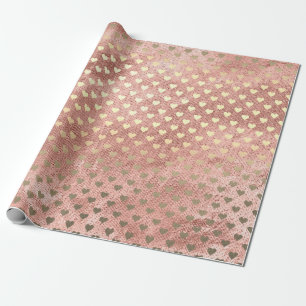 Rosa Rose Gold Blush Peach Hearts Confetti Pulver Geschenkpapier