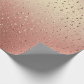 Rosa Rose Gold Blush Peach Shiny Metallic Stars Geschenkpapier (Ecke)