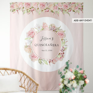 Rosa, Rose Gold, Blush Quinceñera Foto Hintergrund Wandteppich