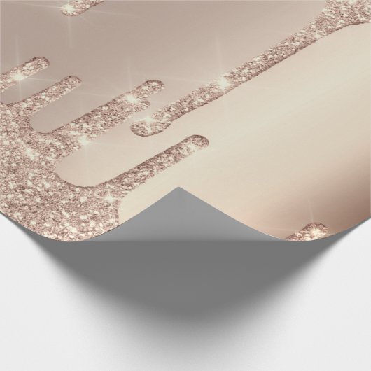 Rosa Rose Gold Blush Spark Powder Tropfen Glam Lux Geschenkpapier (Ecke)