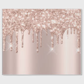 Rosa Rose Gold Blush Spark Powder Tropfen Glitzer Geschenkpapier (Flach)