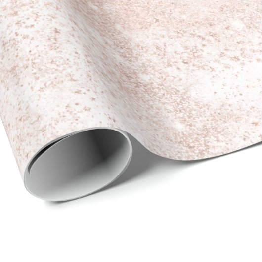 Rosa Rose Gold Blush Spark Pulver Weißes Delikat Geschenkpapier (Rolleneckpunkt)