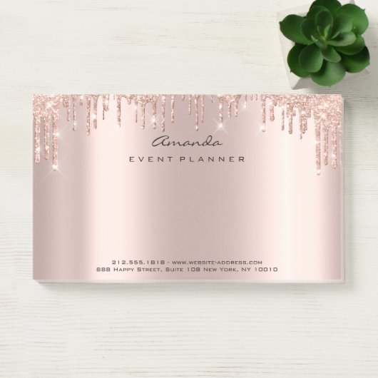 Rosa Rose Gold Blush Tropfen Funkelnd Glitzer Post-it Klebezettel (Büro)