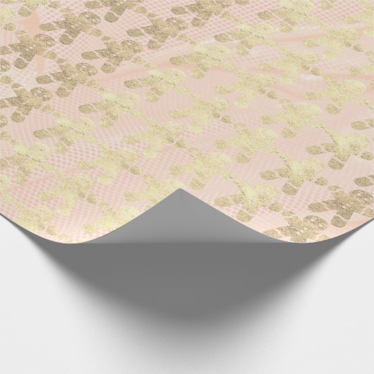 Rosa Rose Gold Blush Weihnachtsginger Typ Geschenkpapier (Ecke)