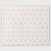 Rosa Rose Gold Blush Weiße Geometrie Quadrat 3D Geschenkpapier (Flach)