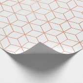 Rosa Rose Gold Blush Weiße Geometrie Quadrat 3D Geschenkpapier (Ecke)