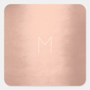 Rosa Rose Gold Blush Weißes Pulver Minimales Monog Quadratischer Aufkleber
