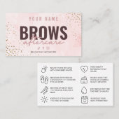 Rosa Rose Gold Brows Aftercare Card Visitenkarte (Vorne/Hinten)