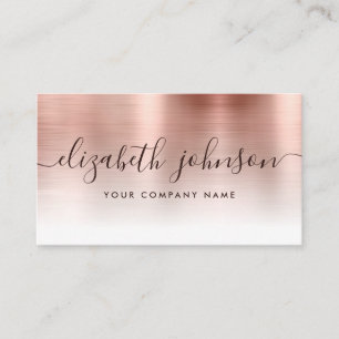 Rosa Rose Gold Brushed Metal Stilvolle Schrift Visitenkarte