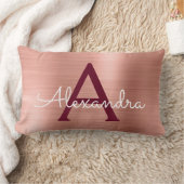 Rosa Rose Gold Burgund Edelstahl Monogramm Lendenkissen (Decke)