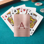 Rosa Rose Gold Burgund Edelstahl Monogramm Spielkarten<br><div class="desc">Blush Pink - Rose Gold und Burgund Imitats Metallic Foil Edelstahl elegante Monogram Playing Cards. Diese Spielkarten können so angepasst werden,  dass sie Ihren Anfangs- und Vornamen enthalten und ein großartiges Gastgeschenk für eine Geburtstagsfeier,  ein Brautparty oder einen Junggeselinnen-Abschied machen.</div>