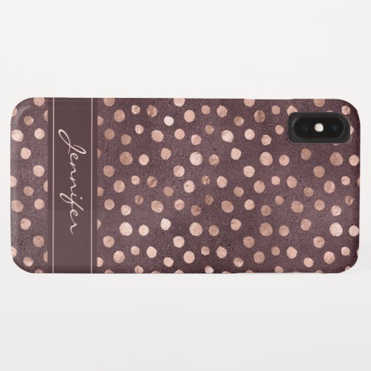 Rosa Rose Gold - Burgund Polka Dot Pattern Case-Mate iPhone Hülle (Rückseite (Horizontal))