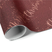 Rosa Rose Gold Burgundy Frohe Weihnachtsschrift Geschenkpapier (Rolleneckpunkt)