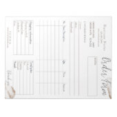 Rosa Rose Gold Business Order Form Notepad Notizblock (Vorderseite)