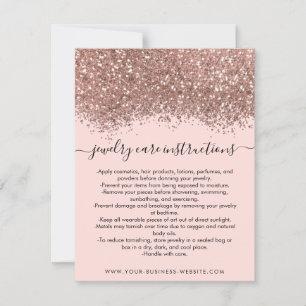 Rosa Rose Gold Confetti Glitzer Juwelierpflegekart Mitteilungskarte