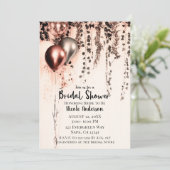 Rosa Rose Gold Cream Metallic Balloons Ivy Bridal Einladung (Stehend Vorderseite)