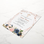 Rosa Rose Gold Cross Blumengymnastik Folieneinladung (Gedreht)