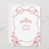 Rosa Rose Gold Crow Princess Girl Quinceañera Einladung (Rückseite)