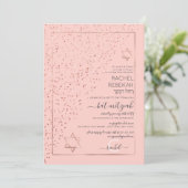 Rosa Rose Gold Diagonal Confetti Bat Mitzvah Einladung (Stehend Vorderseite)