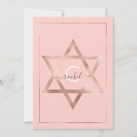 Rosa Rose Gold Diagonal Confetti Bat Mitzvah Einladung (Rückseite)