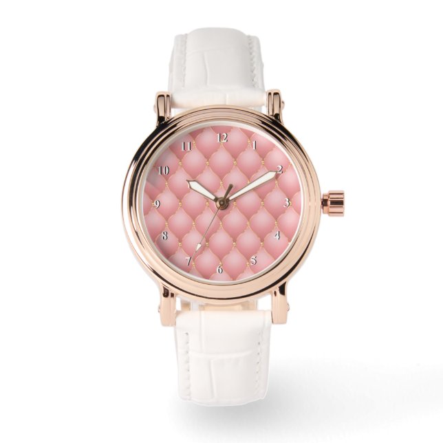 Rosa Rose Gold Diamanten gespritzt Armbanduhr (Vorderseite)