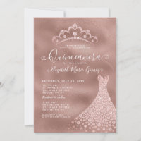 Rosa Rose Gold Diamond Tiara Kleidung Quinceanera