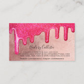 Rosa Rose Gold Dicker Glitzer Tropfen Polnische Nä Visitenkarte (Rückseite)