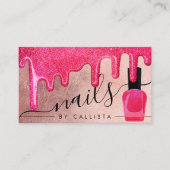 Rosa Rose Gold Dicker Glitzer Tropfen Polnische Nä Visitenkarte (Vorderseite)