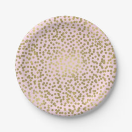 Rosa Rose & Gold Dots Confetti Elegantes Glam Pappteller