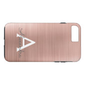 Rosa Rose Gold Edelstahl Monogramm Case-Mate iPhone Hülle (Rückseite (Horizontal))
