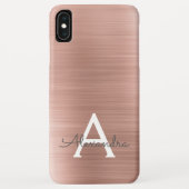 Rosa Rose Gold Edelstahl Monogramm Case-Mate iPhone Hülle (Rückseite)