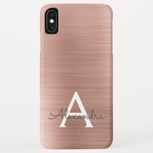 Rosa Rose Gold Edelstahl Monogramm Case-Mate iPhone Hülle (Rückseite)