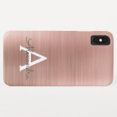 Rosa Rose Gold Edelstahl Monogramm Case-Mate iPhone Hülle (Rückseite (Horizontal))