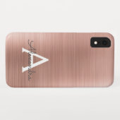 Rosa Rose Gold Edelstahl Monogramm Case-Mate iPhone Hülle (Rückseite (Horizontal))