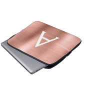 Rosa Rose Gold Edelstahl Monogramm Laptopschutzhülle (Vorne Knopf)