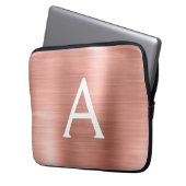 Rosa Rose Gold Edelstahl Monogramm Laptopschutzhülle (Vorderseite Links)