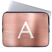 Rosa Rose Gold Edelstahl Monogramm Laptopschutzhülle (Vorderseite)